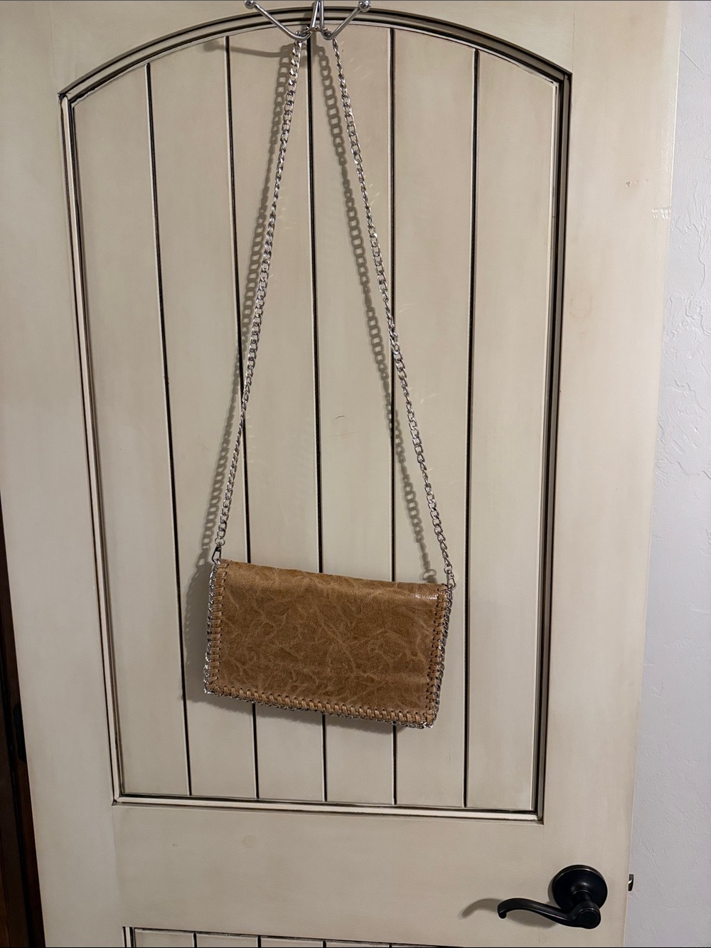Tan Faux-Leather Chain Strap Shoulder Bag